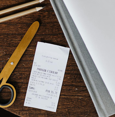 Receipt on the table